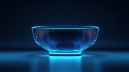 Vibrant glowing blue glass bowl with captivating light reflections