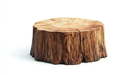 Wooden tree stump isolated