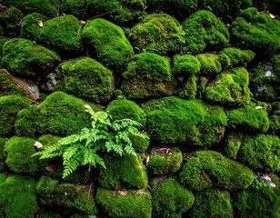 Moss-covered stone wall