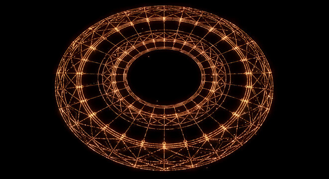 Abstract Torus - A Glowing Digital Donut in the Dark.