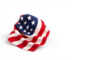 Crumpled American Flag on White Background