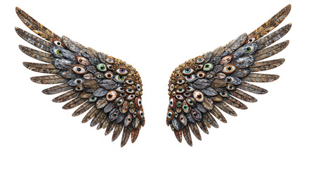 Surreal Angel Wings with Many Eyes - Symbol of Omniscience and Mystery png clear alpha channel cutout isolated on transparent background