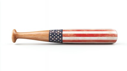 Distressed American Flag Baseball Bat on White