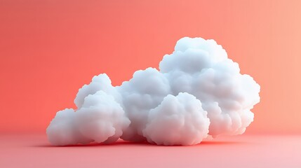 Digital Rendering of Fluffy White Clouds on Coral Pink Background