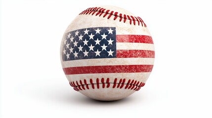 Distressed American Flag Baseball on White Background