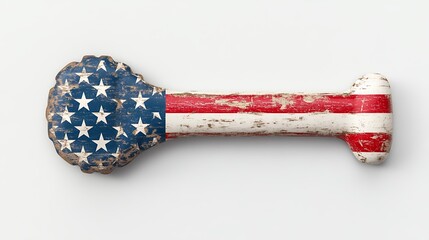 Distressed American Flag Dog Bone Toy on White Background