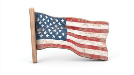 Distressed American Flag on Weathered Wood