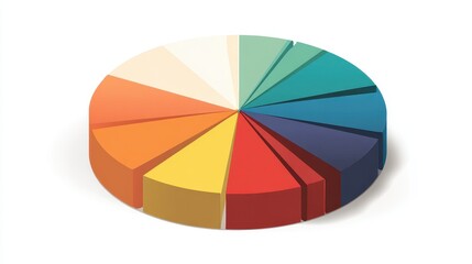 Obraz premium A pie chart clipart, data business element, flat vector illustration, colorful segments, isolated on white background. 