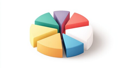 A pie chart clipart, data business element, flat vector illustration, colorful segments, isolated on white background. 