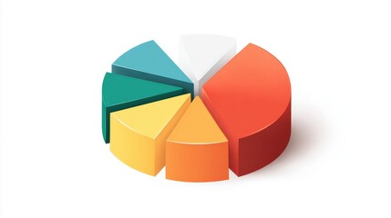 Obraz premium A pie chart clipart, data business element, flat vector illustration, colorful segments, isolated on white background. 