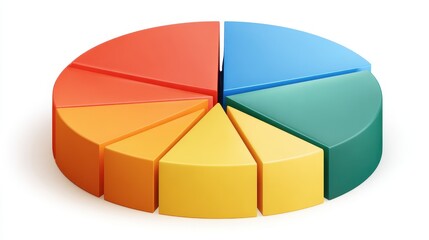 Obraz premium A pie chart clipart, data business element, flat vector illustration, colorful segments, isolated on white background. 