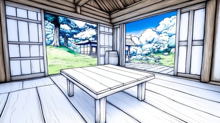 Tranquil Cabin With Vibrant Landscape View