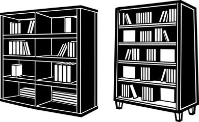 bookshelf with books, Bookshelf vector illustration on white background