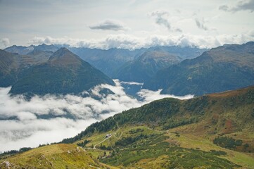view from Stubnerkogel mountain near Bad Gastein in Austria