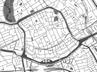 Obraz premium Sketch-style black and white map of Groningen Centrum, Netherlands, perfect for illustration and wall art.