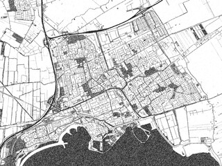 Fototapeta premium Monochrome hand-drawn map of Hoorn, Netherlands, ideal for decorative and editorial use.