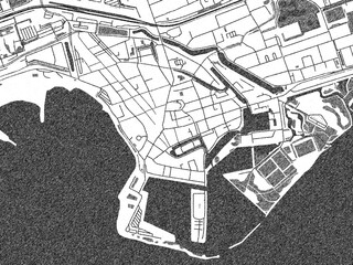 Hand-drawn black and white city map of Hoorn Centrum, Netherlands, ready for wall art or editorial projects.