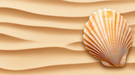 Seashell on Rippled Sand A Tranquil Summer Beach Scene