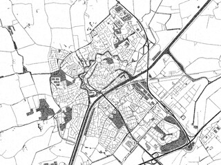 Obraz premium Black and white map poster of Middelburg, Netherlands, illustrated in hand-drawn style.