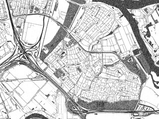 Obraz premium Black and white map poster of Ridderkerk, Netherlands, illustrated in hand-drawn style.