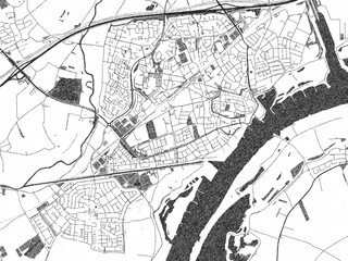 Naklejka premium Black and white map poster of Tiel, Netherlands, illustrated in hand-drawn style.