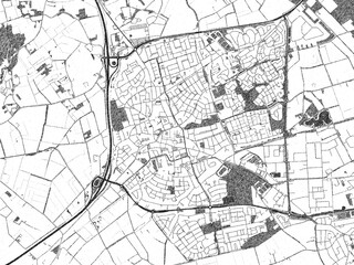 Fototapeta premium Stylized decorative city map of Uden, Netherlands, hand-drawn in black and white.