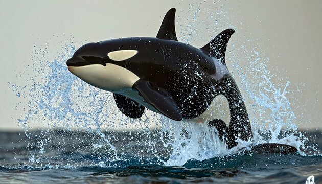 Orca leaping out of water - Powered by Adobe