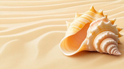 Serene Seashell On Golden Sand Beach