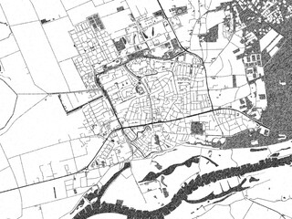 Naklejka premium Decorative monochrome illustration of Wageningen, Netherlands, showing its detailed grid.