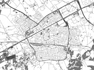 Obraz premium Minimalist monochrome city map of Weert, Netherlands, illustrated with urban detail.