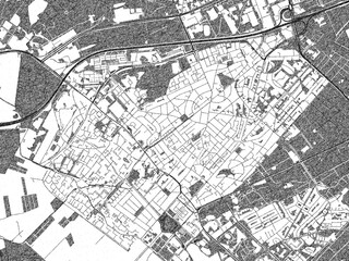 Naklejka premium Stylized black and white urban map of Zeist, Netherlands, hand-drawn for decor and creative use.