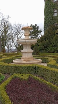 April 12, 2025 Poland Walbrzych castle  Ksiaz . Beautiful historical medieval castle  Ksiaz with garden terraces located in Walbrzych, in the Lower Silesian Voivodeship in southwestern Poland.