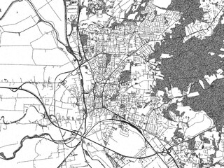 Obraz premium Monochrome hand-drawn map of Elblag, Poland, ideal for decorative and editorial use.