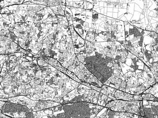 Fototapeta premium Detailed black and white map of Chorzow, Poland, in artistic sketch style.