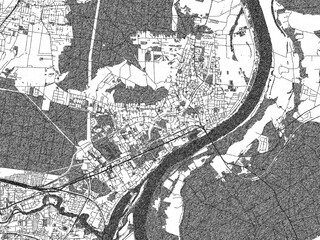 Fototapeta premium Poster-ready monochrome city map of Fordon, Poland, with detailed streets and rivers.