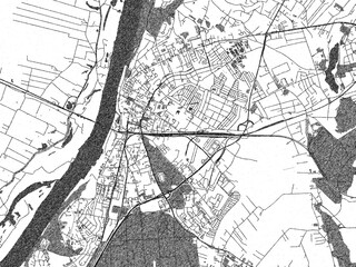 Naklejka premium Sketch-style black and white map of Grudziadz, Poland, perfect for illustration and wall art.