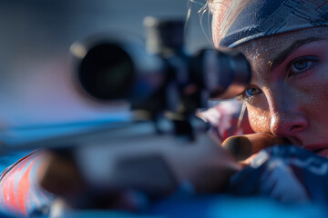 Focused concentration in an intimate shooting position at sunset