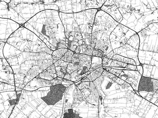 Naklejka premium Monochrome sketch map of Lublin, Poland, ideal for posters, prints, and travel design.