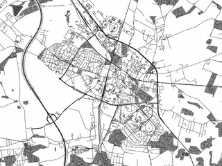 Naklejka premium Artistic urban sketch of Lubin, Poland, detailed in black and white map form.
