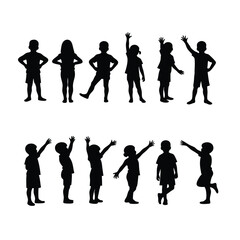 Collection of black child silhouettes in various poses