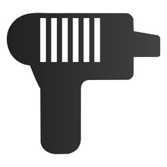 A black barcode scanner icon, isolated on white background, representing scanning, identification, and inventory