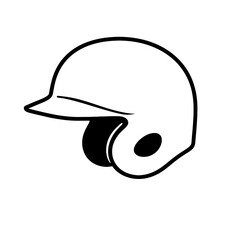 Baseball Batting Helmet Line Art - Sports Equipment Vector Icon