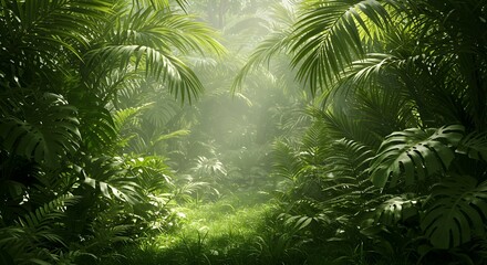 Ultra HD Tropical Jungle Background with Palm and Monstera Leaves