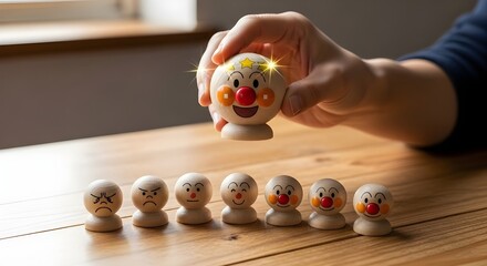 Hand Placing Happy Leader Figure Among Team Dolls