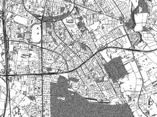 Naklejka premium Monochrome hand-drawn map of Ursynow, Poland, ideal for decorative and editorial use.