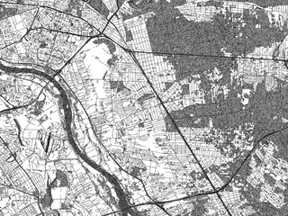 Fototapeta premium Artistic urban sketch of Wawer, Poland, detailed in black and white map form.