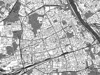 Fototapeta premium Monochrome hand-drawn map of Wola, Poland, ideal for decorative and editorial use.