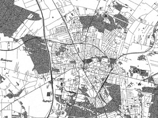 Fototapeta premium Detailed artistic sketch map of Zgierz, Poland, in monochrome black and white.