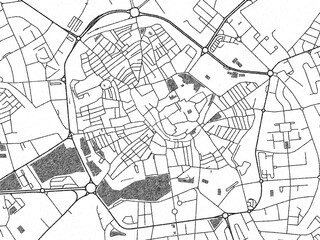 Naklejka premium Black and white map poster of Evora Centro, Portugal, illustrated in hand-drawn style.