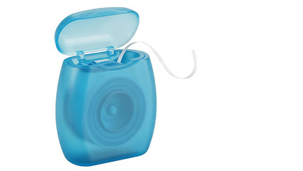 Dental floss container blue oral hygiene teeth cleaning tool for healthy gums and fresh breath care on transparent background